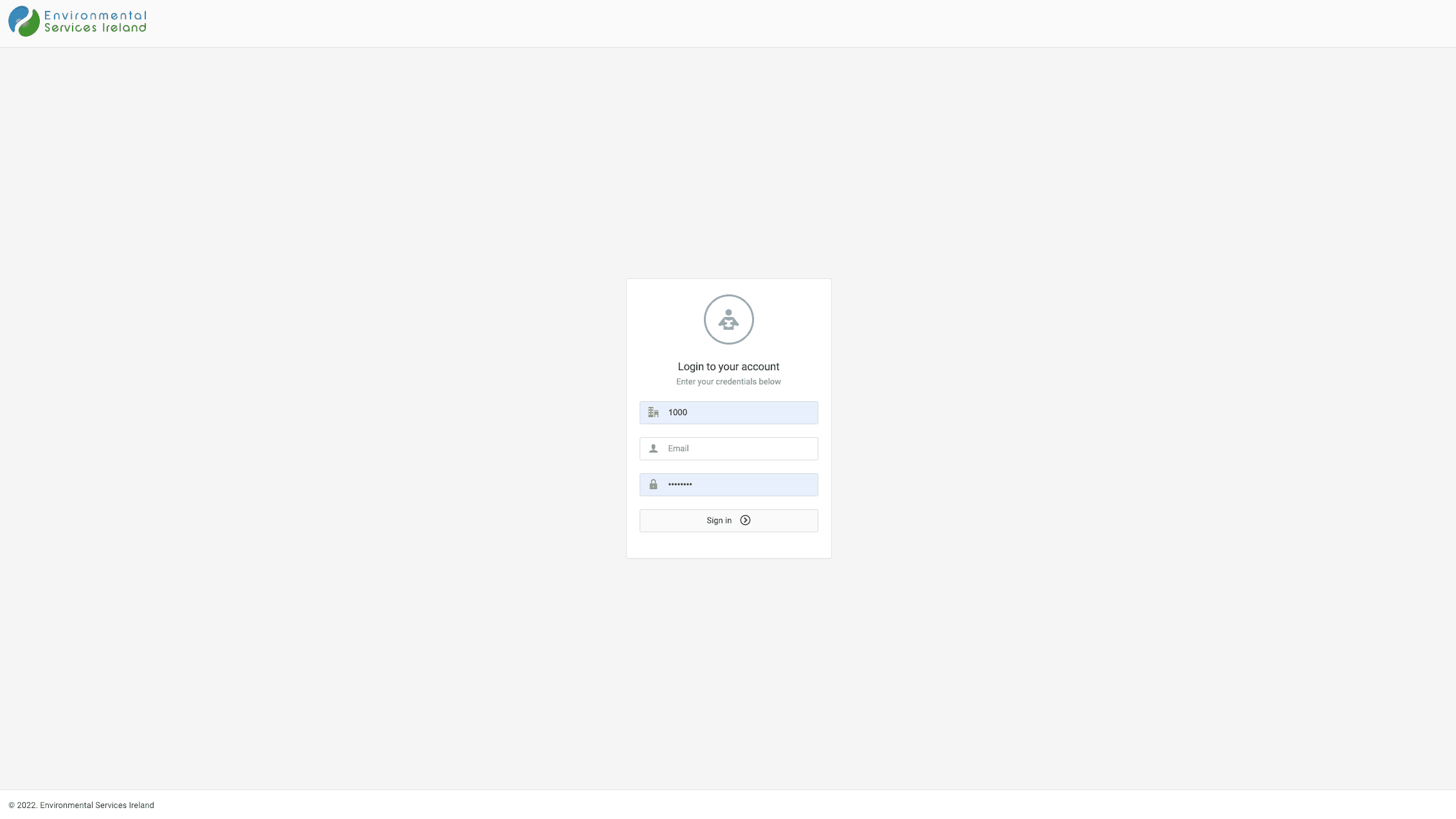 Environmental Services Control Panel Screenshot