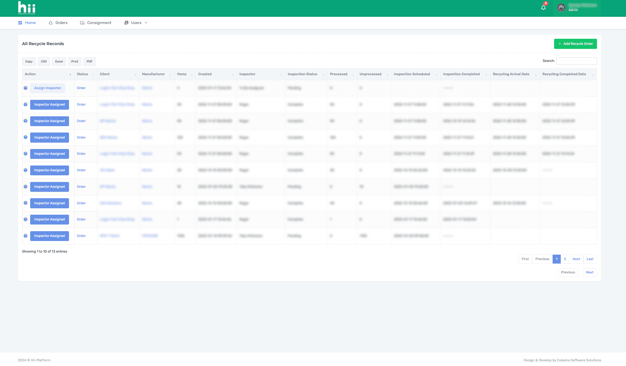 HII Control Panel Screenshot