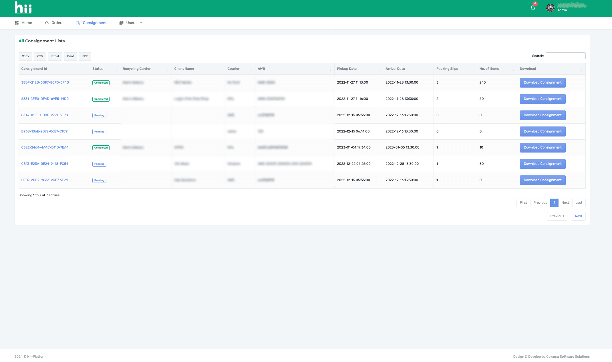 HII Control Panel Screenshot